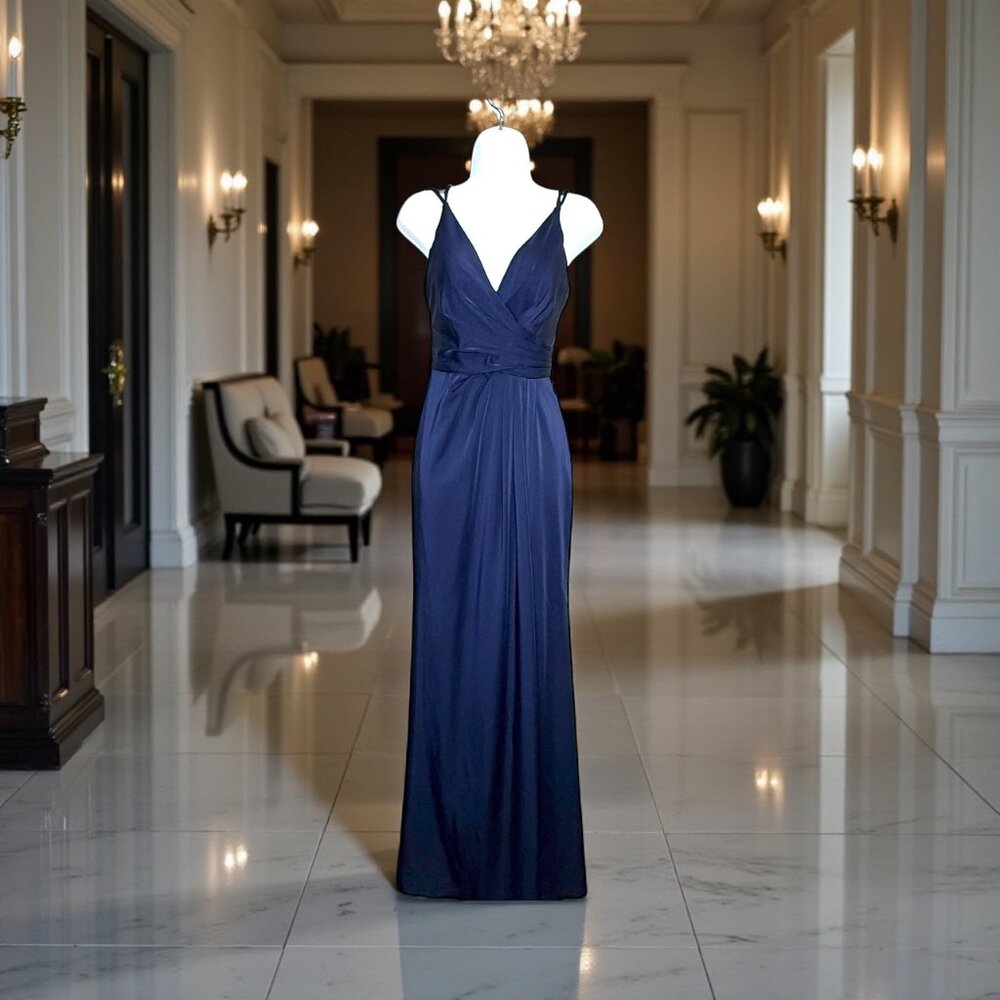 Faviana Navy Blue Side Slit Gown - Size 2 NWT